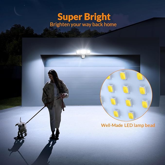 LEPOWER 1600LM LED Solar Security Lights Motion Outdoor, 5500K White Light - Image 3