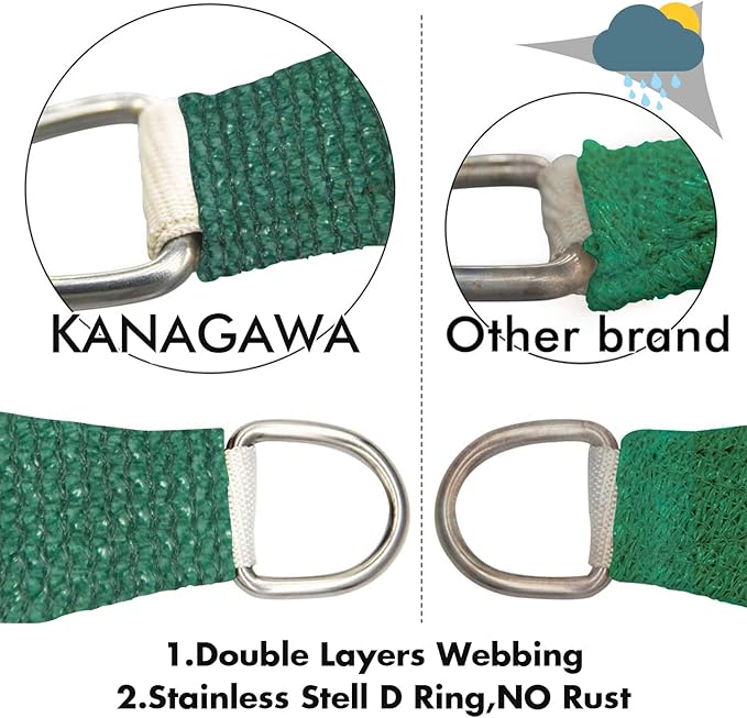 KANAGAWA 14'X15' Dark Green Custom Size Sun Shade Sail Rectangle UV Block - Image 5