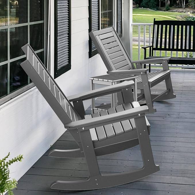 GREENVINES Outdoor Rocking Chairs | Set of 4 | Porch Rocker | HDPE Plastic | - Image 6
