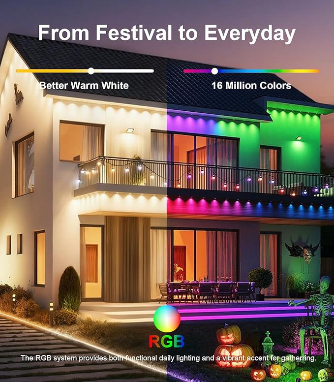 150FT Permanent Outdoor Lights for House, Smart Color Change LED Waterproof - Image 3