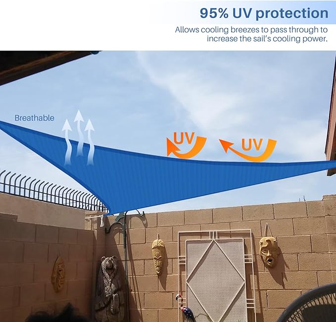 E&K Sunrise 14' x 14' x 14' Sun Shade Sail Triangle Canopy Shade Cover UV Block - Image 5