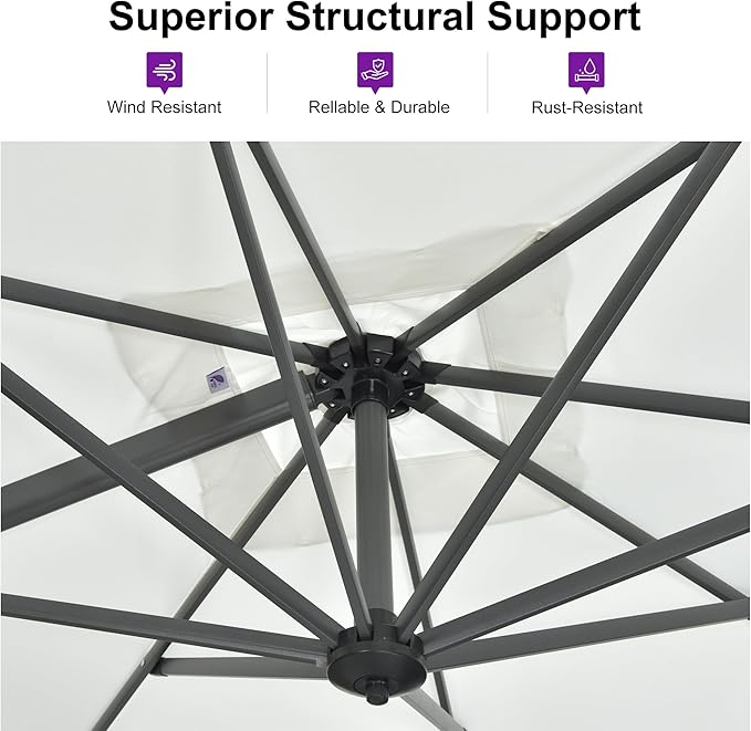 PURPLE LEAF 8 Feet Patio Umbrella Outdoor Cantilever Square Umbrella Aluminum - Image 4