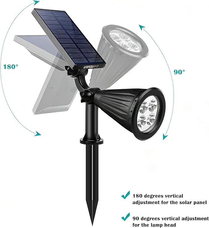 URPOWER Solar Lights Outdoor, Adjustable Spot Lights Outdoor, 2-in-1 Waterproof - Image 2