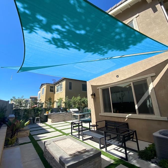 SUNLAX Sun Shade Sail 15' x 15' x 15' Turquoise Blue Rectangle Canopy Sail by SUNLAX