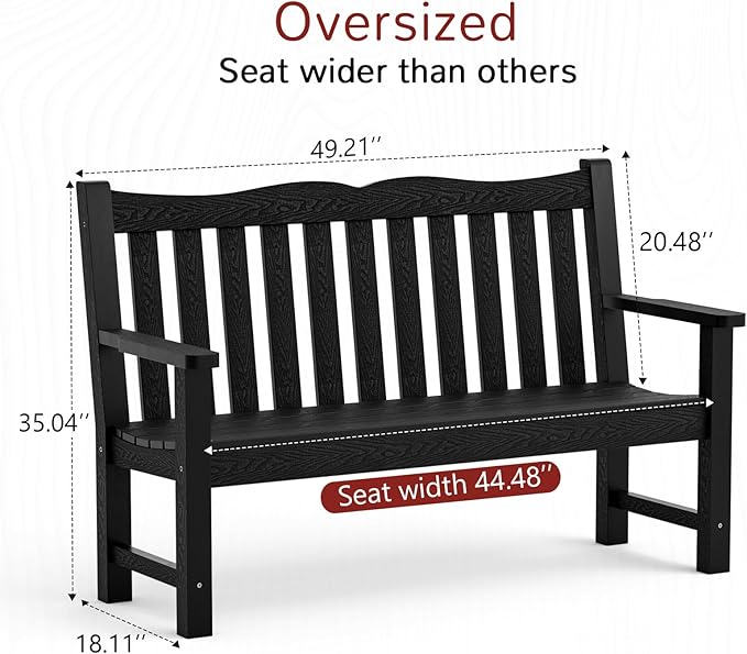 Stoog All-Weather 2-Person Outdoor Bench, 800 lbs Capacity HIPS Plastic Garden - Image 3