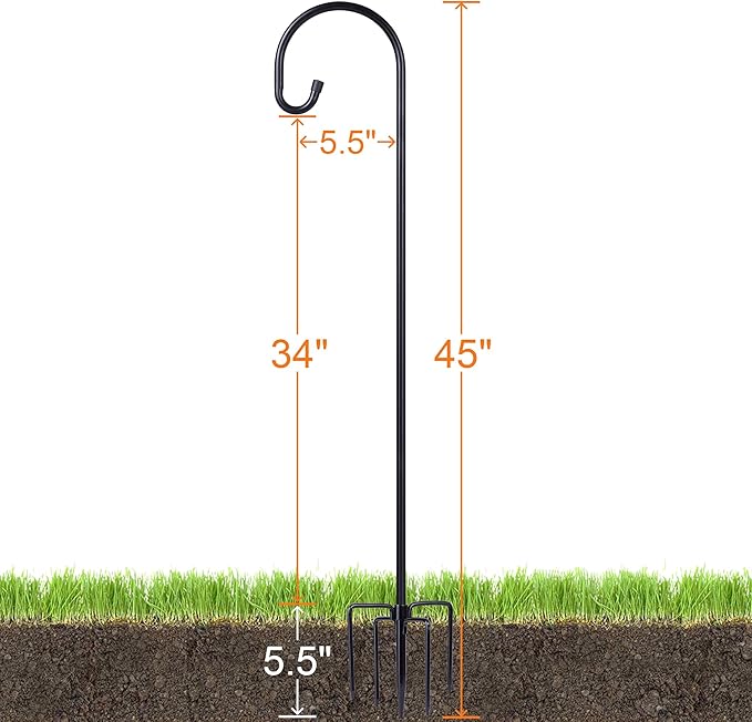 Ottsuls Bird Feeder Pole, 45 INCH Heavy Duty Shepherds Hooks - Image 5