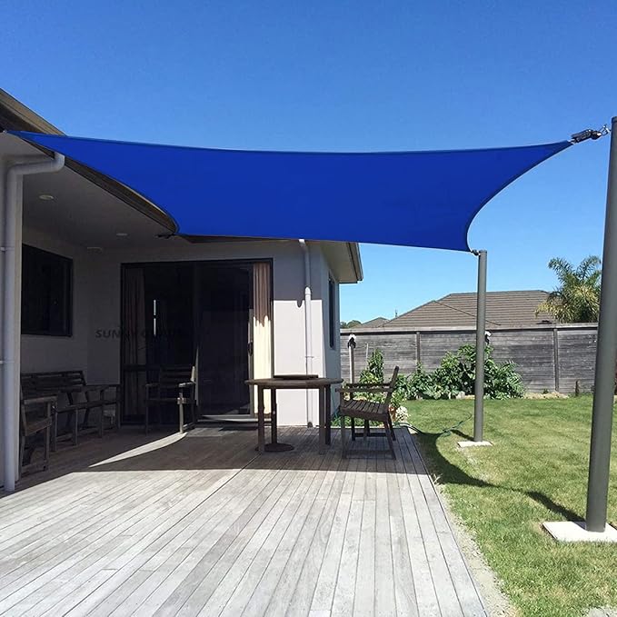 SUNNY GUARD Sun Shade Sail 8'x12' Rectangle Blue UV Block Sunshade by SUNNYGUARD