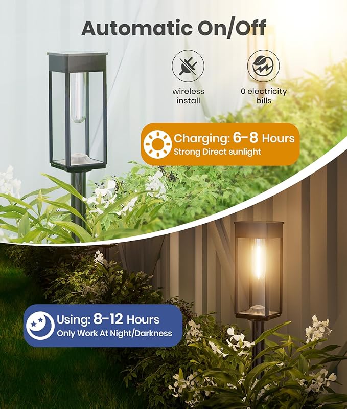 Bright Solar Lights Outdoor, 6 Pack Solar Pathway Lights Outdoor, Auto On/Off - Image 7
