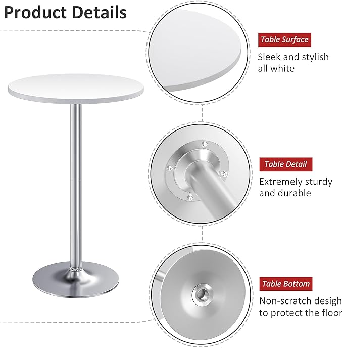 Furmax Bistro Pub Table Round Bar Height Cocktail Table - Image 3