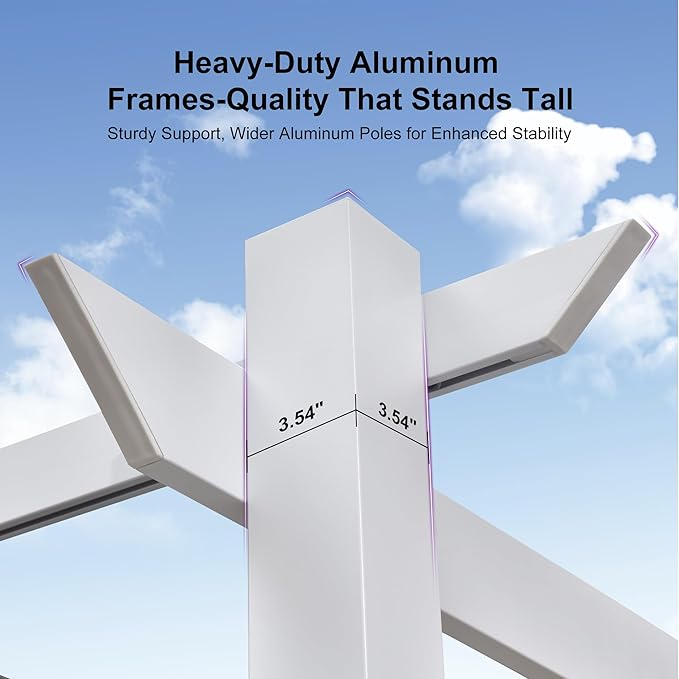 PURPLE LEAF 10' x 10' Outdoor Aluminum Pergola White Heavy-Duty Retractable - Image 7