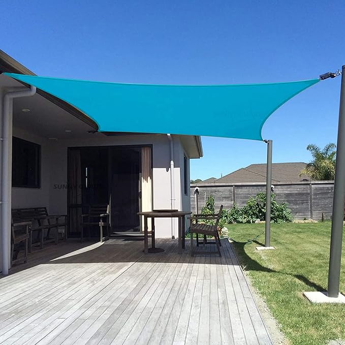 SUNNY GUARD Sun Shade Sail 10' x 16' Rectangle Turquoise Blue UV Block Sunshade by SUNNYGUARD