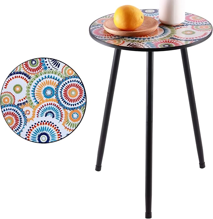 1 Pack Metal Outdoor Side Table Small Outside Round End Table by PartyZealot