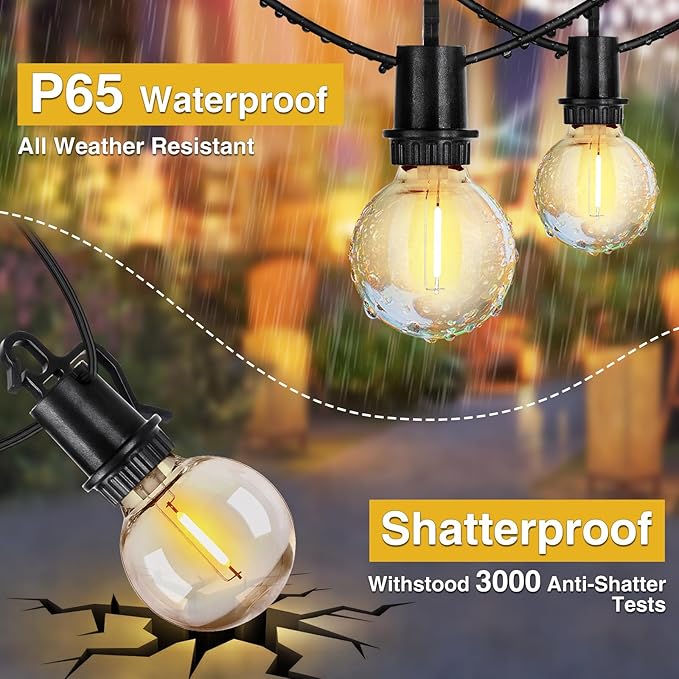 ZJOJO 60FT Outdoor String Lights, G40 Globe Outdoor Lights - Image 3
