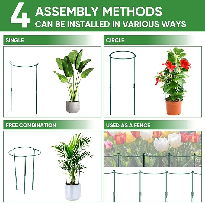 16 Pack 32 or 16 inch Adjustable Plant Support Stakes, Heavy-Duty Half Round - Image 7