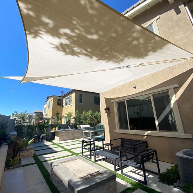 SUNLAX Sun Shade Sail 16' x 16' x 22' Butter Cream Right Triangle Canopy Sail by SUNLAX