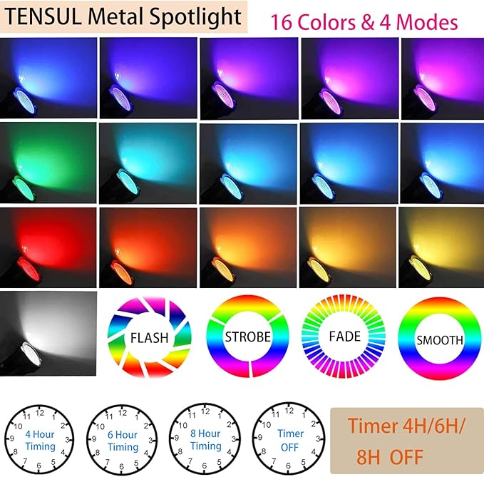 Christmas RGB Spot Lights with Timer, Halloween 10W 120V Color Changing Outdoor - Image 2