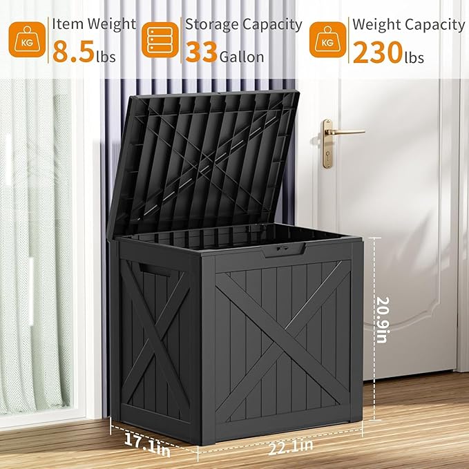 DRATO 33 Gallon Deck Boxes Resin Outdoor Storage Box UV Resistant Outside Deck - Image 3