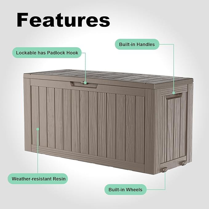 EasyUp 90 Gallon Outdoor Deck Box Waterproof, UV Resistant Resin Outdoor - Image 6