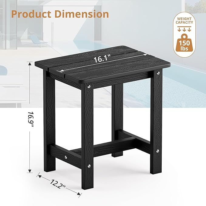 LUE BONA Outdoor Side Table Set of 2, HDPS Small Outdoor Table, Adirondack Side - Image 3