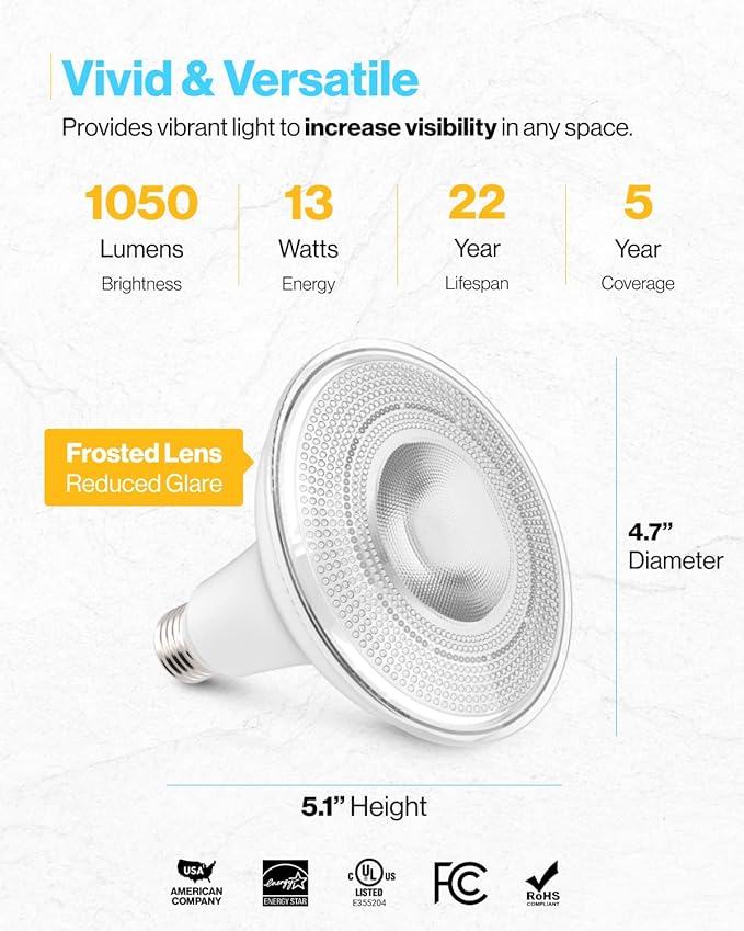 Sunco 48 Pack Outdoor Flood Light Bulb LED PAR38, Exterior Spotlight Bulbs - Image 4