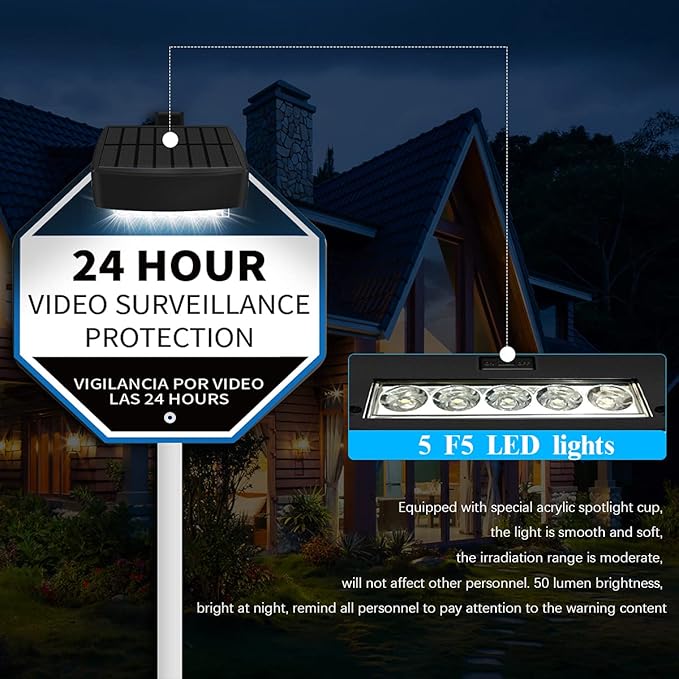 OOSSXX Solar Power Deck LED Light Clip-On Yard Security Sign Spotlight - Image 3