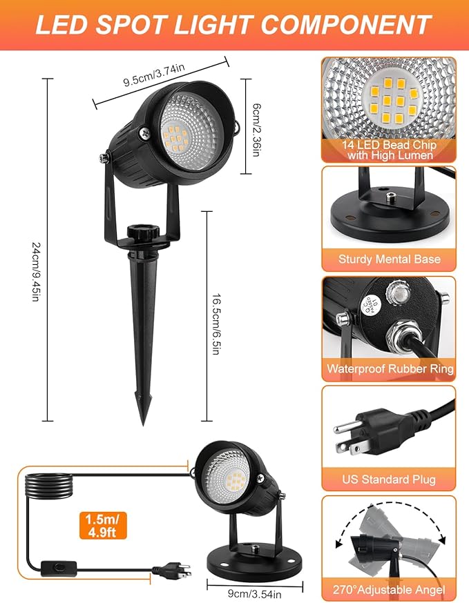 Dusk to Dawn Outdoor LED Spotlight, Outdoor Landscape Lighting - Image 2