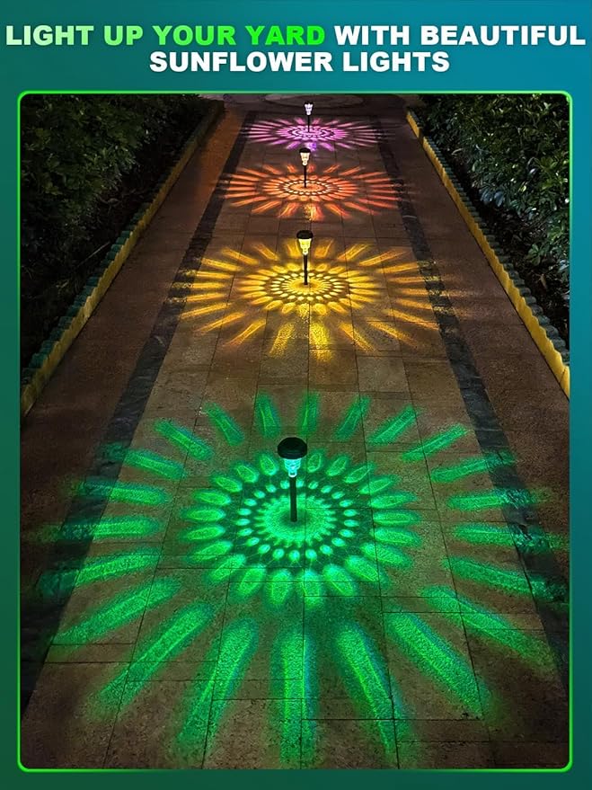 ROOR Solar Pathway Lights 8 Pack, Outdoor Solar Yard Lights, RGB Color - Image 2