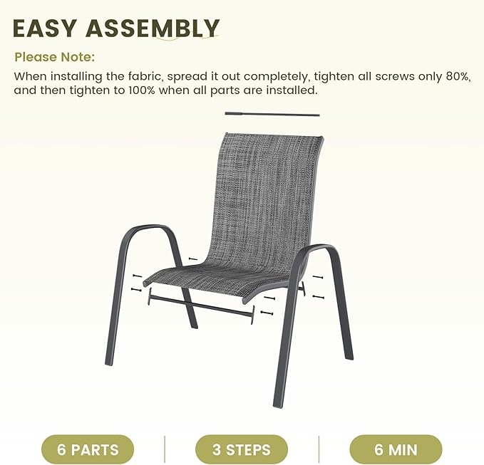 UDPATIO Patio Chairs Set of 4, Stackable Outdoor Dining Chairs - Image 9