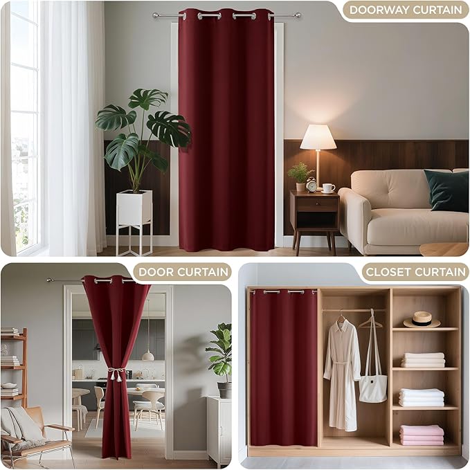 Joydeco Blackout Door Curtain for Doorway Privacy 72 Inches Long, Grommet - Image 4