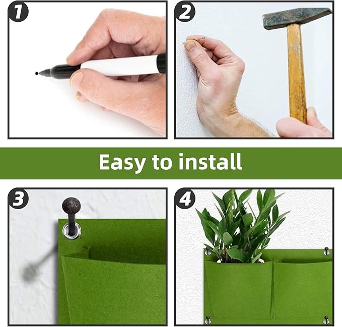 LITLANDSTAR 18 Pockets Hanging Grow Bags, 2 Pack Horizontal Wall Planter Plant - Image 5