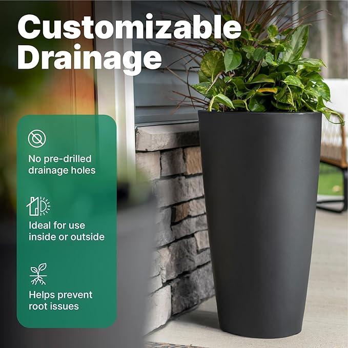 Step2 Tremont Tall Round Tapered Planter, Indoor/Outdoor Plants, Efficient - Image 7
