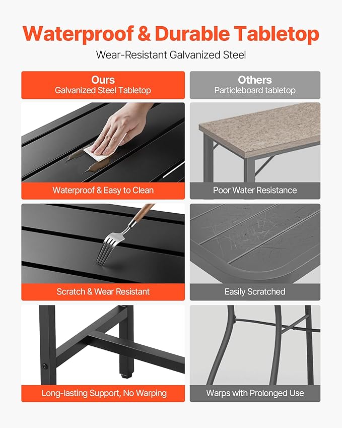 VEVOR Outdoor Bar Table, 55 x 15 in Patio Bar Table, Waterproof Top & Sturdy - Image 5