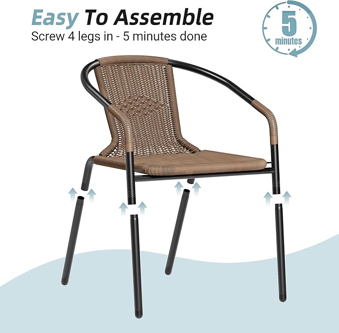 Amopatio Outdoor Dining Chairs Set of 4, Stackable Patio Chairs, Rattan Wicker - Image 7