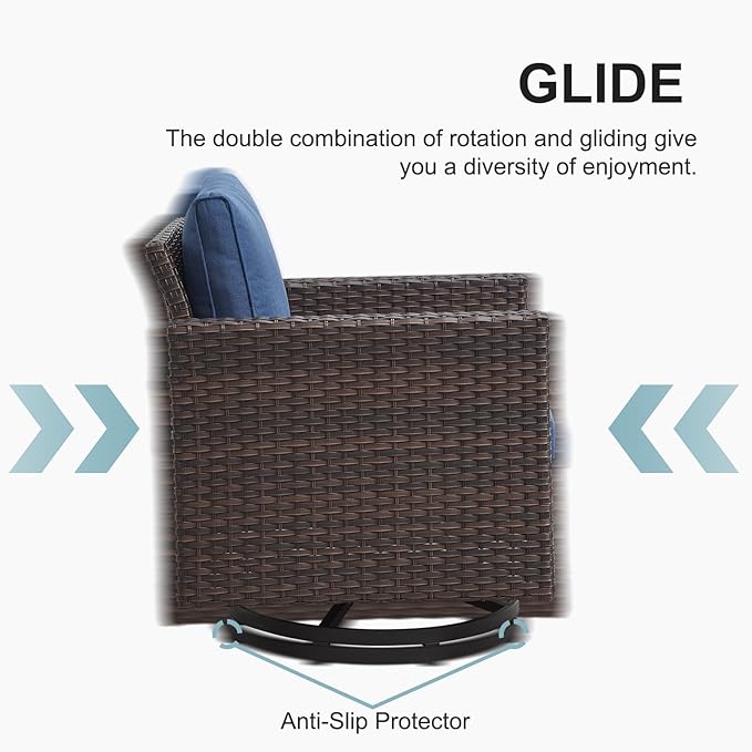 Belord 5 Pieces Wicker Patio Furniture Set: 4 Outdoor Swivel Glider Rocker - Image 4