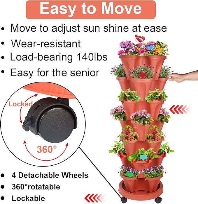 DUNCHATY Stackable Planter Vertical Strawberry Planter - Image 6