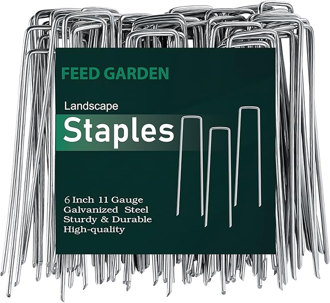 FEED GARDEN 6 Inch 500 Pack Galvanized Landscape Staples Plant Cover Pins 11 by FEEDGARDEN