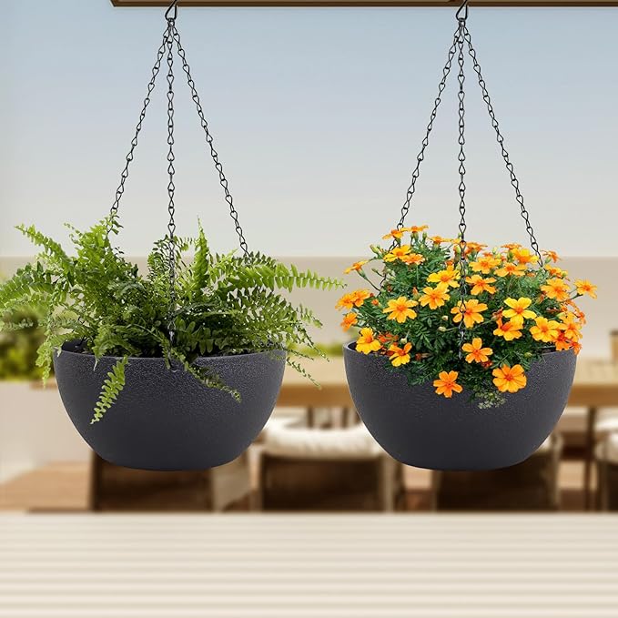 10 inch Hanging Planters for Indoor Outdoor Plants, 2 Pack Hanging Flower Pots - Image 6