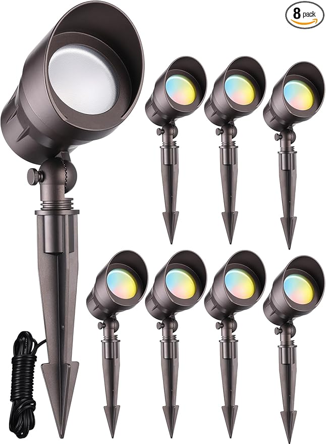 LEONLITE 8-Pack 5CCT Low Voltage LED Landscape Spotlight, Update by LEONLITE