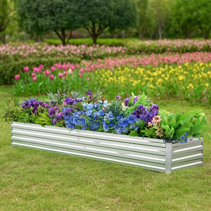 2 Pack 8x2x1FT Galvanized Raised Garden Beds Kit Outdoor Metal Gardening - Image 4