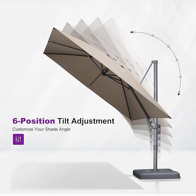 PURPLE LEAF Patio Umbrella 10' X 13' Rectangle Cantilever Umbrella - Image 6
