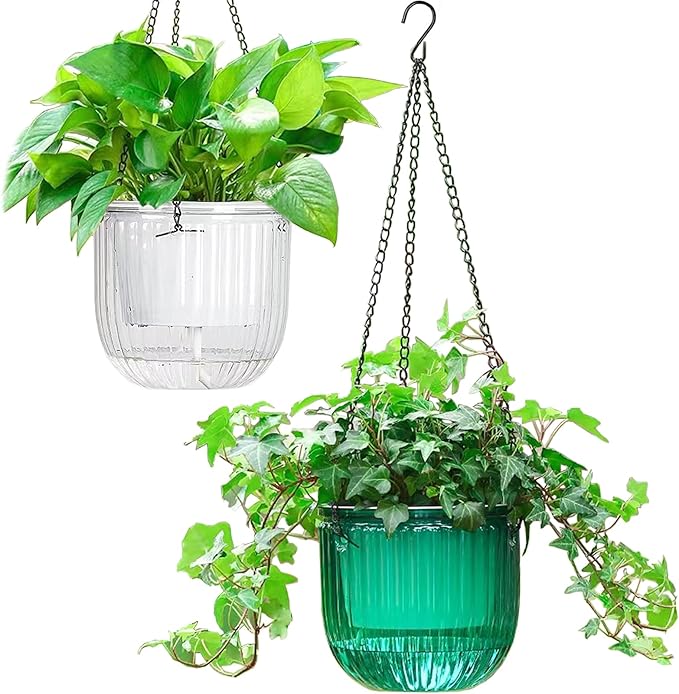 Melphoe 2 Pack Self Watering Hanging Planters Indoor Flower Pots, 6.5 Inch by Melphoe