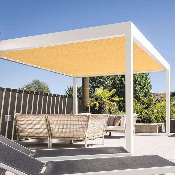 Eden's Decor Straight Flat-Edged Sun Shade Sail Rectangular 15' x 18' Wheat - Image 5