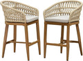 PURPLE LEAF Outdoor Rattan 24" Counter Height Bar Stools Chair Set of 2 by PURPLELEAF