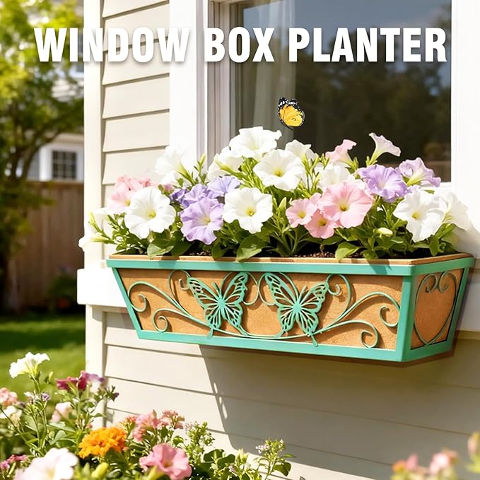 6 Pack 24 Inch Window Boxes Planter Railing Planters Box - Image 4