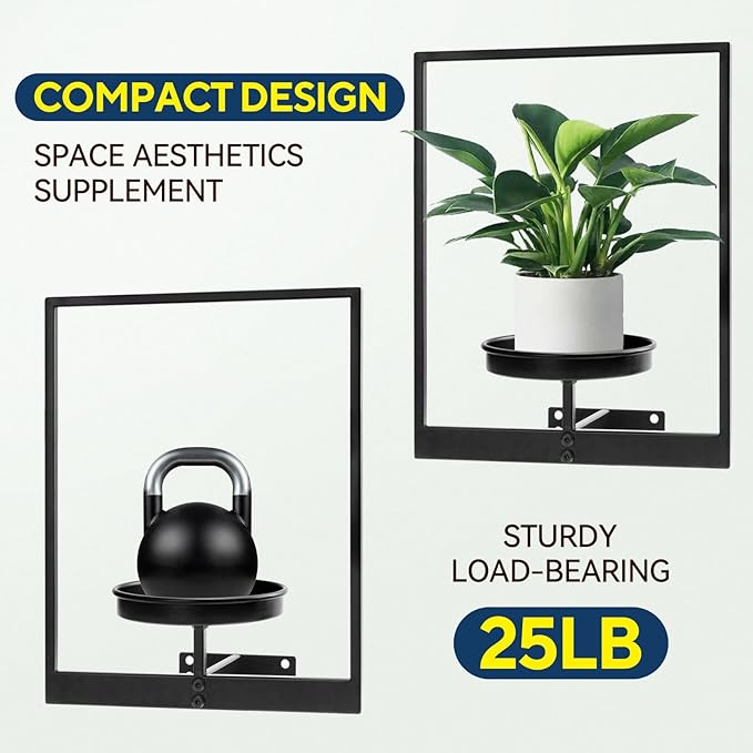 3 Pack Black Metal Indoor Window Plant Shelves Hanging Plant Shelves Picture - Image 5