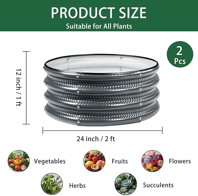 2 Pcs 2x2X1 ft Galvanized Raised Garden Bed - Image 2