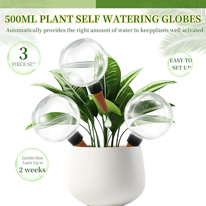 3 Pack Self Watering Globes for Indoor Plant Plastic Water Bulbs 17.5 oz - Image 4