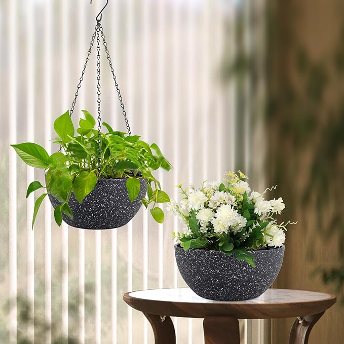 10 inch Hanging Planters for Indoor Outdoor Plants, 2 Pack Hanging Flower Plant - Image 7