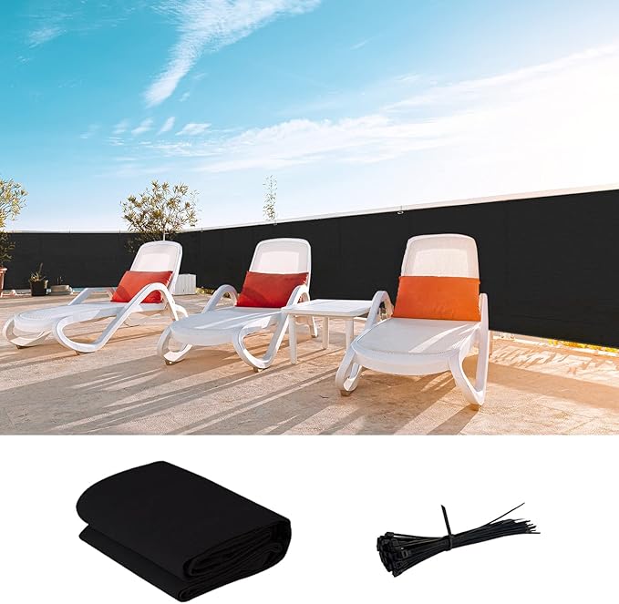 LOVE STORY Custom Size 2'6''x14' Black Balcony Privacy Screen, UV Block Privacy by LOVESTORY