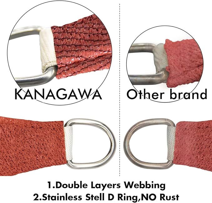 KANAGAWA 6'X14' Rust Red Custom Size Sun Shade Sail Rectangle UV Block Canopy - Image 5